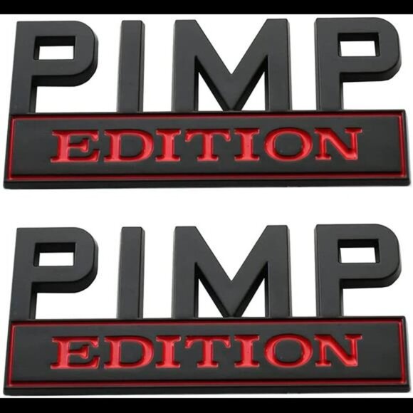 2 Pack Pimp Edition Car Side Rear Front Hood Trunk Door Fender Bumper Emblems - Picture 1 of 7